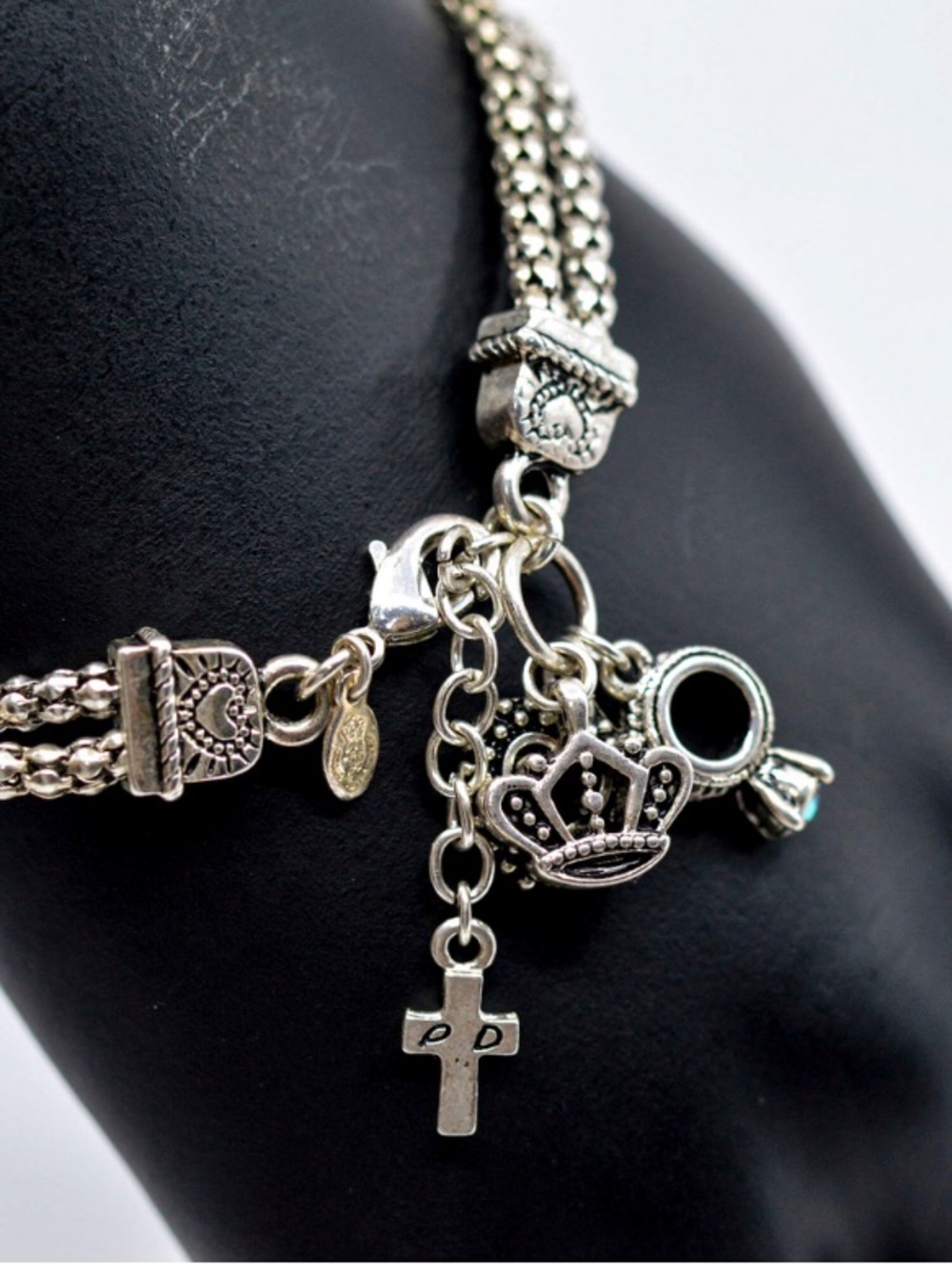 Premier Designs Silver-Tone Double Strand Charm Bracelet - Silver
